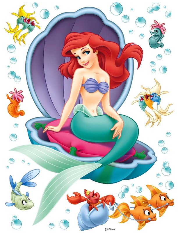 Sticker infantil Ariel a Pequena Sereia e Sebastião