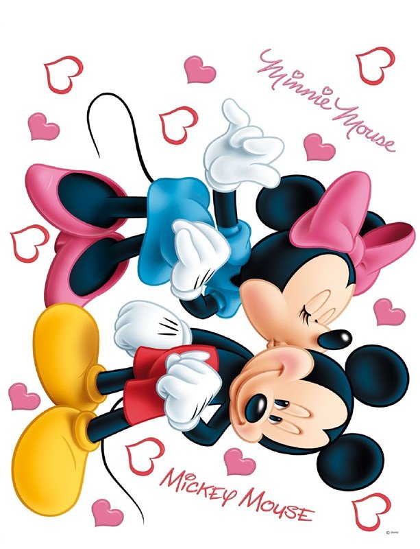 desenhos de mickey mouse e minnie mouse se beijando para colorir