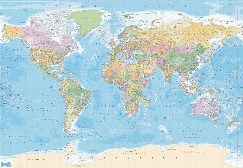 Mapa do mundo Politico de parede