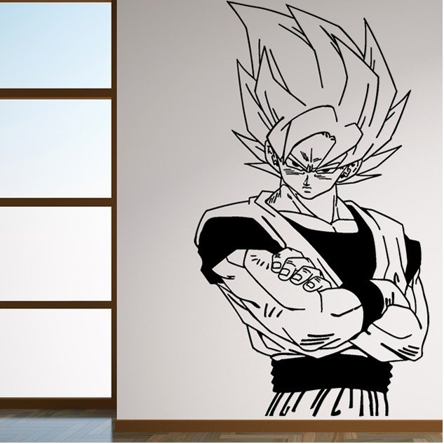 Goku de dragon ball z em um adesivo de estilo artístico desenhado à mão